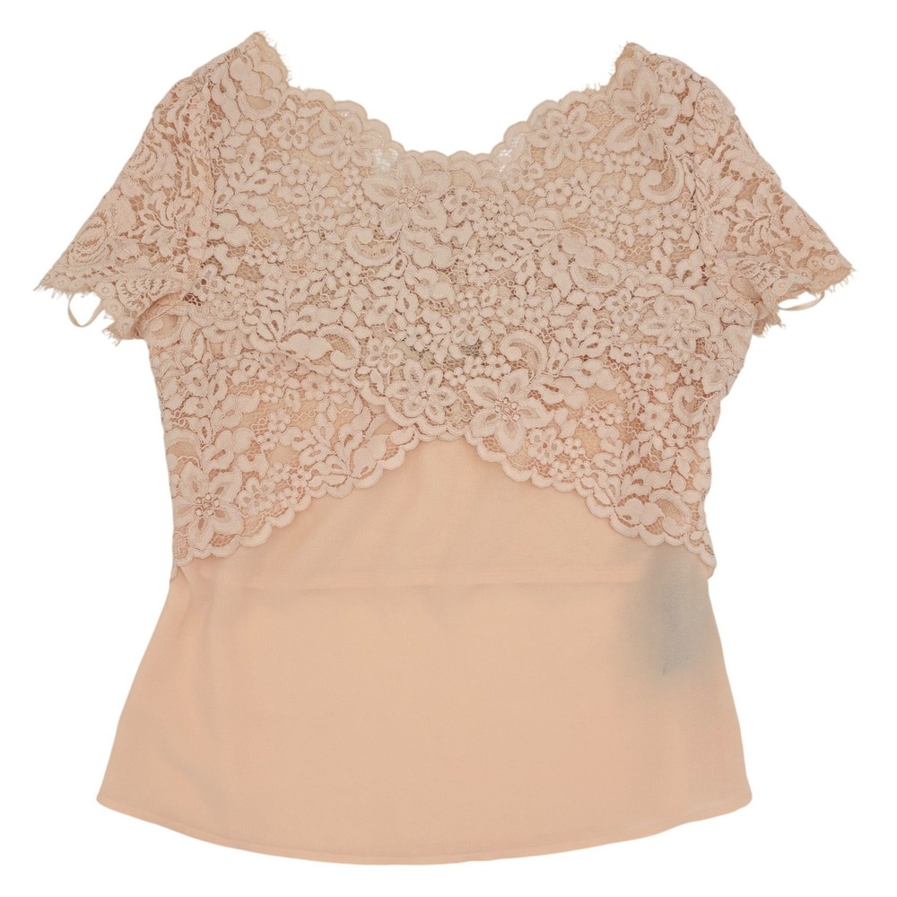 The Kooples Nude Peach Floral Lace Chiffon‎ Top Size 1 (Small)